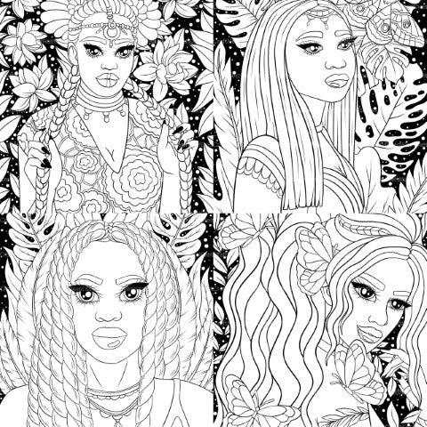 Midnight African Girl Coloring Book - CraftNest - Digital Crafting and Art