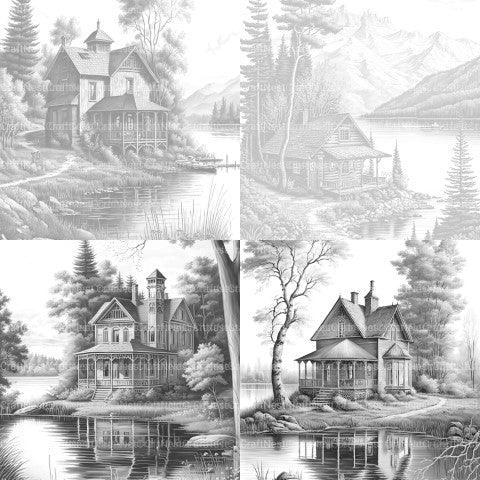 Lake Houses Coloring Book - CraftNest - Digital Crafting and Art