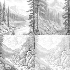 Mountain Landscapes Coloring Book - CraftNest - Digital Crafting and Art