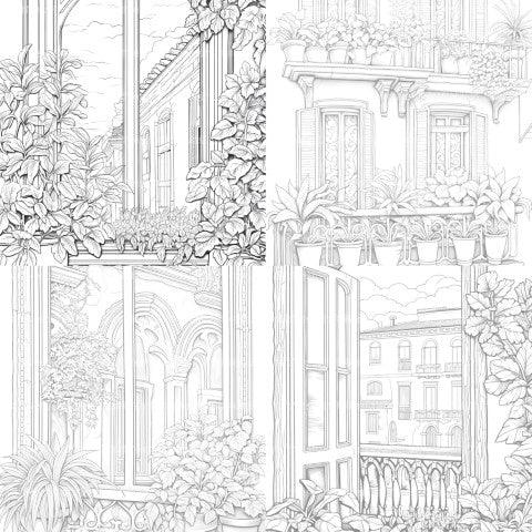 Mediterranean Windows Coloring Book - CraftNest - Digital Crafting and Art