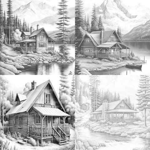 Cabins Coloring Book - CraftNest - Digital Crafting and Art