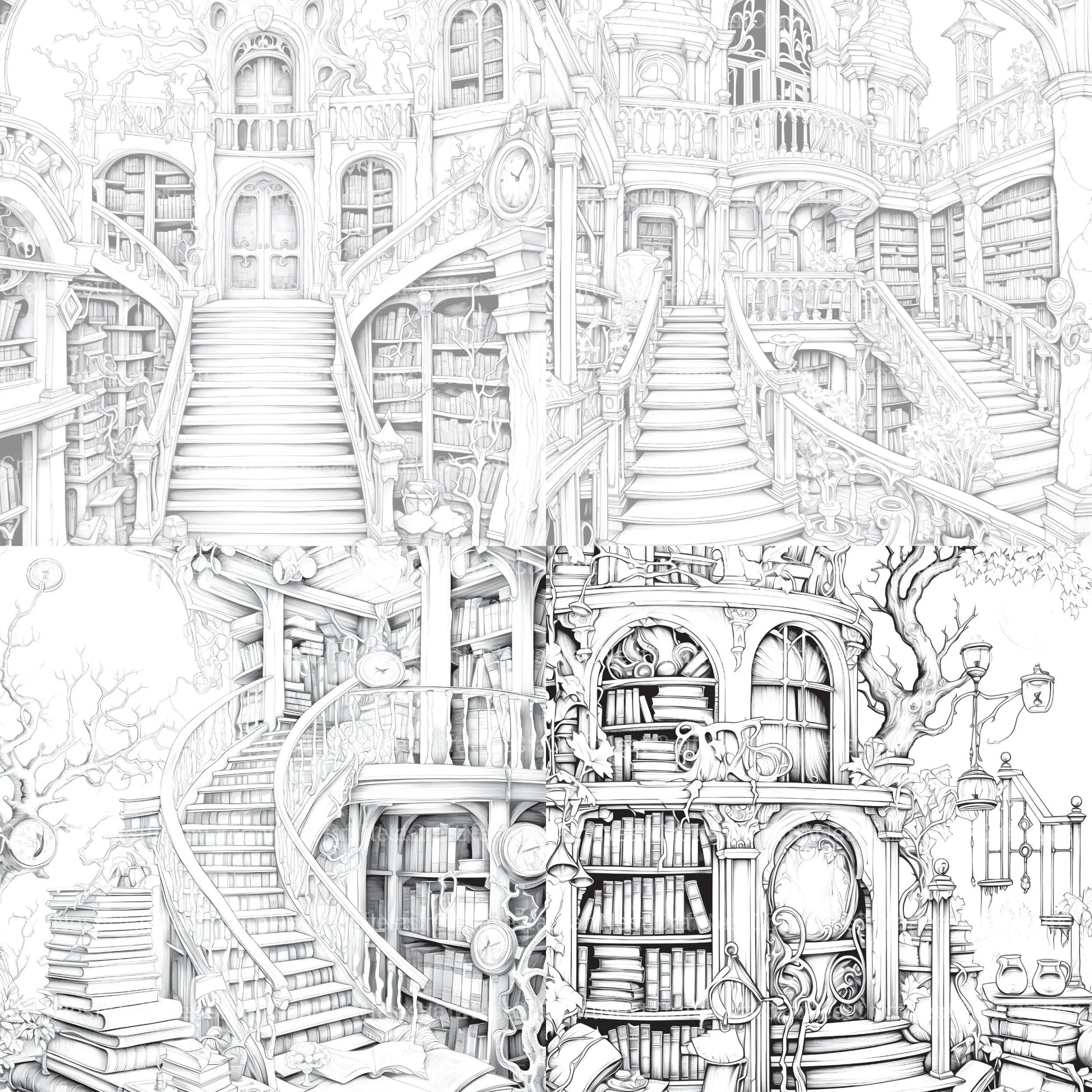 Enchanted Library Coloring Book - CraftNest - Digital Crafting and Art