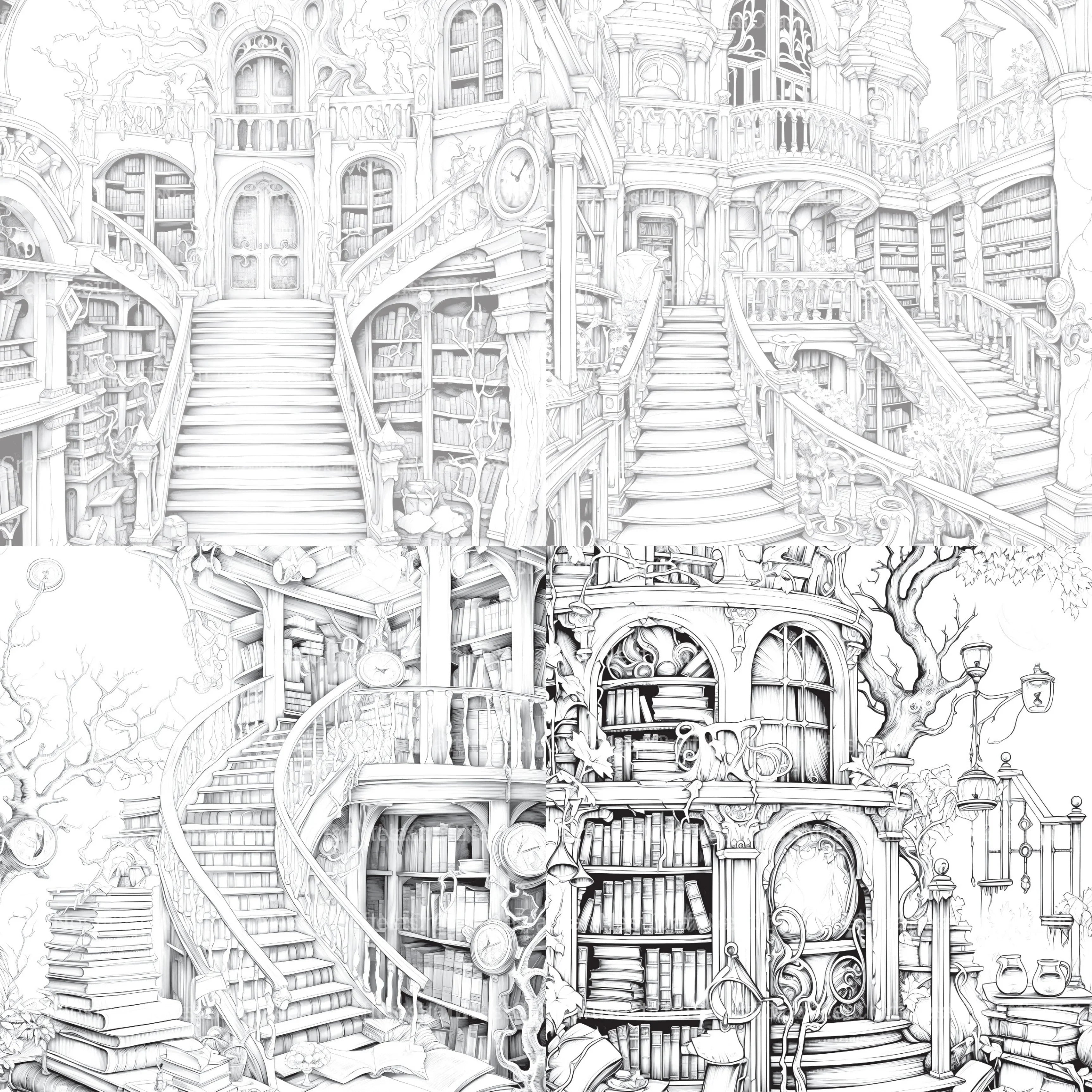 Enchanted Library Coloring Book - CraftNest - Digital Crafting and Art