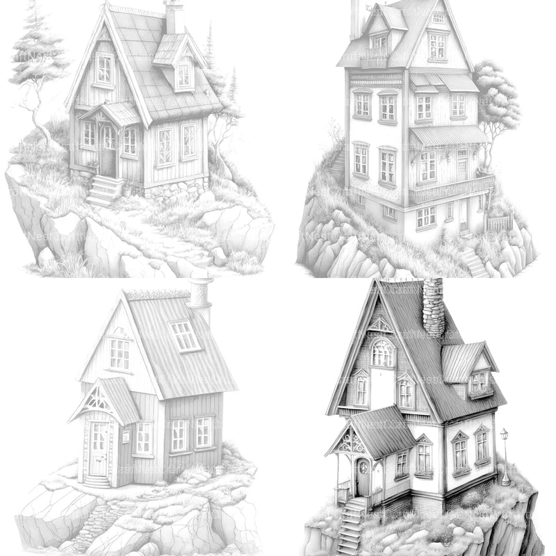 Norwegian Tiny House Coloring Book - CraftNest - Digital Crafting and Art