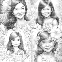 Asian Flower Girl Coloring Book - CraftNest - Digital Crafting and Art