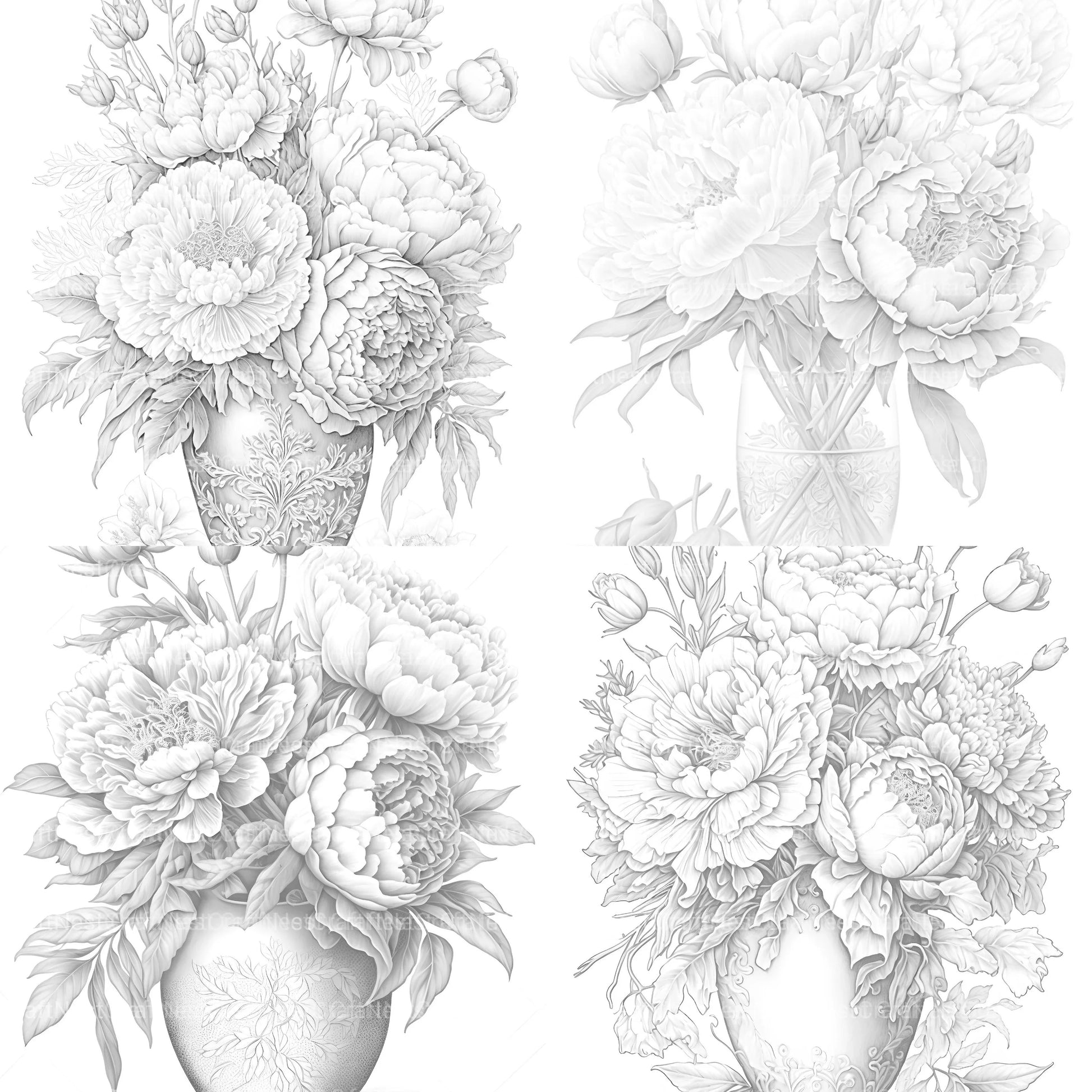 Peony Flower Coloring Book - CraftNest - Digital Crafting and Art