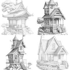 Mixed Style Tiny House Coloring Book - CraftNest - Digital Crafting and Art