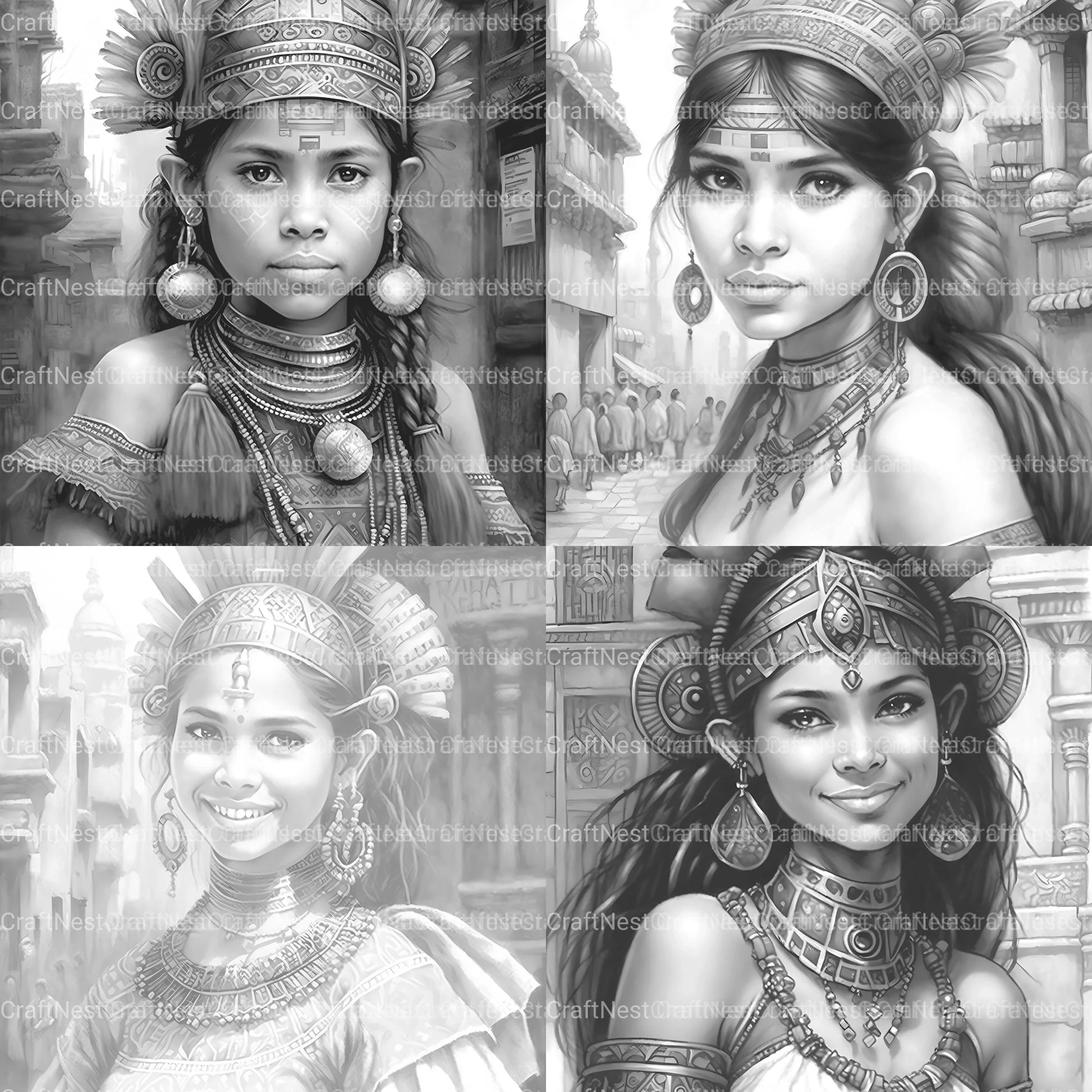 Aztec Woman Coloring Book - CraftNest - Digital Crafting and Art