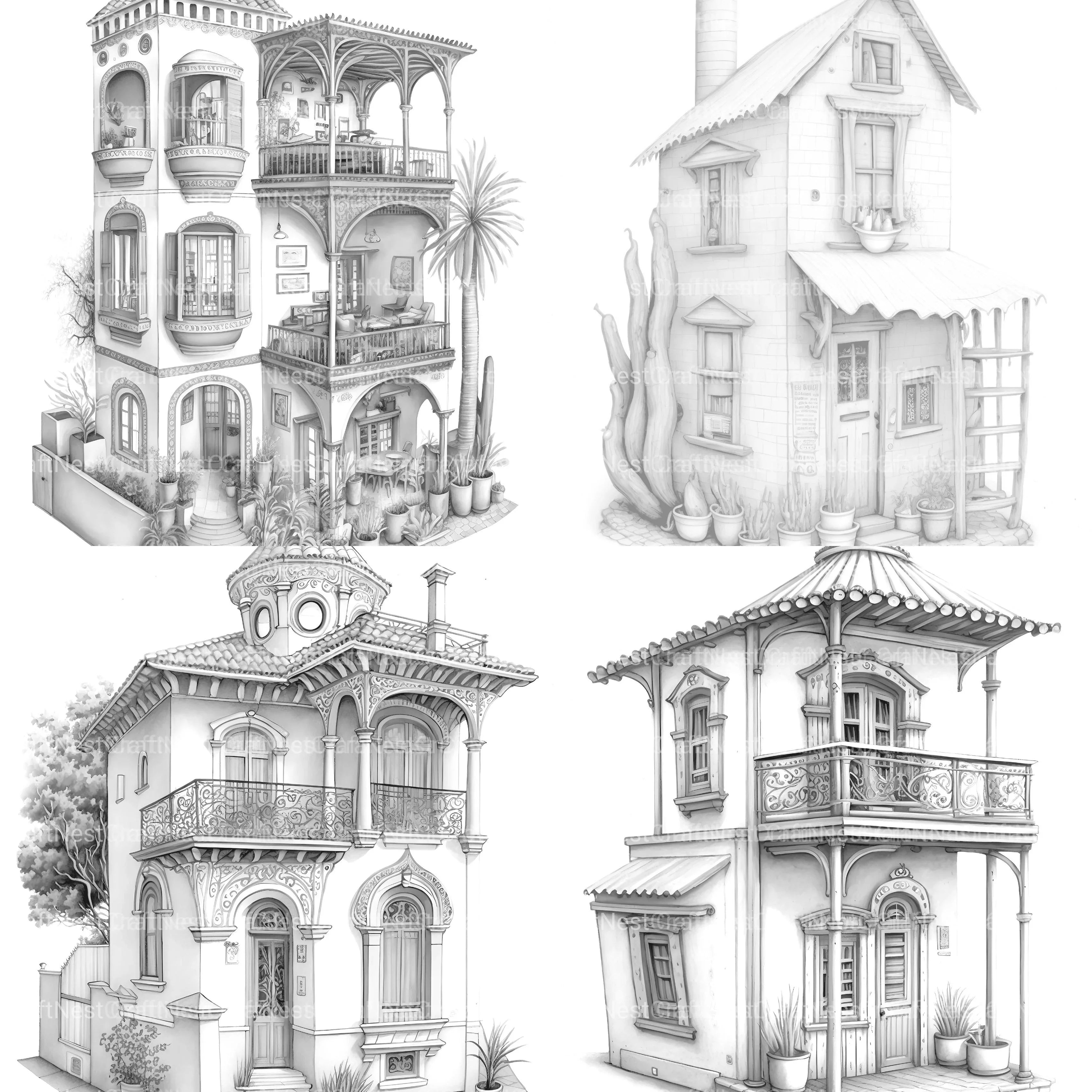 Chile Tiny House Coloring Book 1 - CraftNest - Digital Crafting and Art