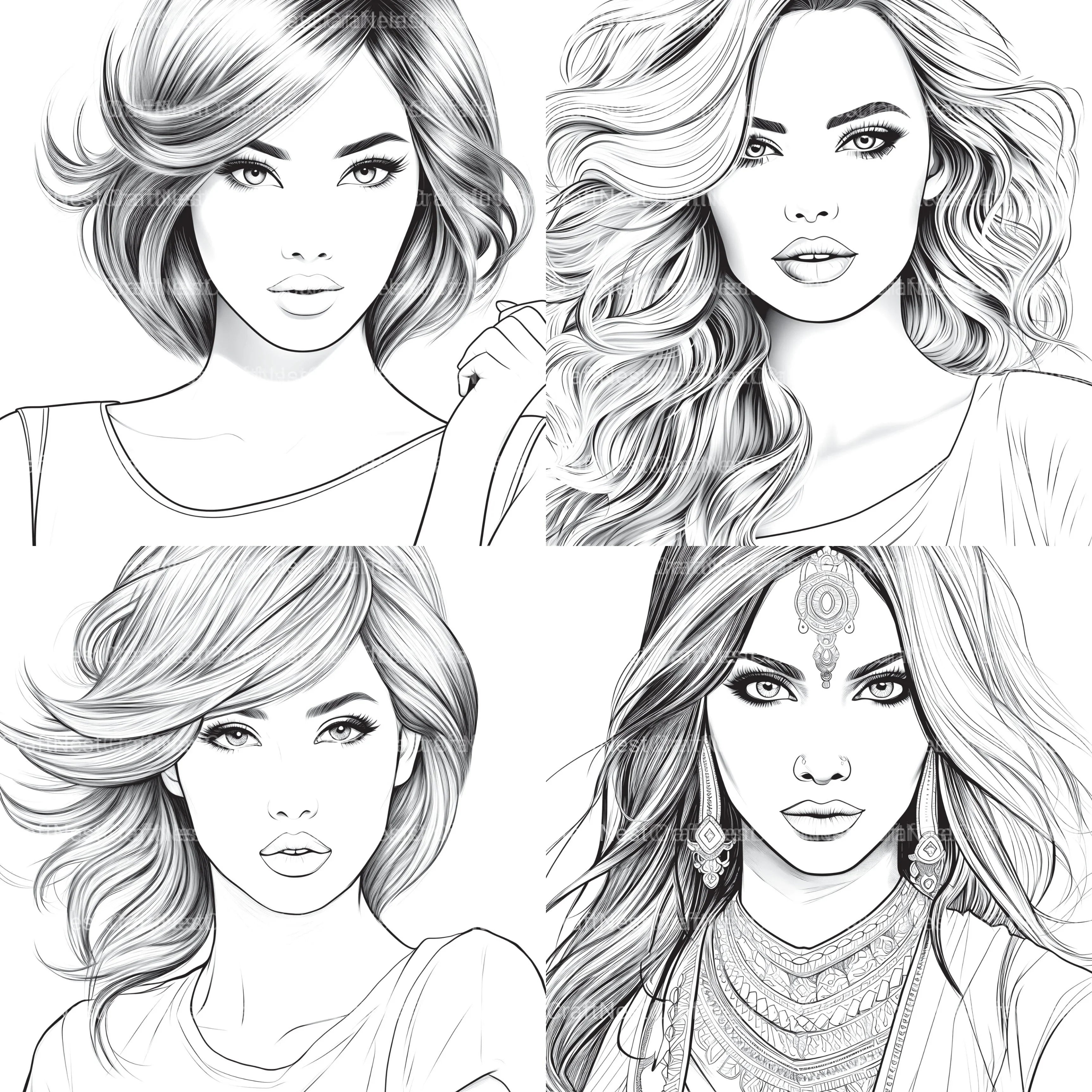 Beautiful Women Coloring Book - CraftNest - Digital Crafting and Art