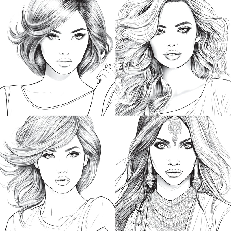 Beautiful Women Coloring Book - CraftNest - Digital Crafting and Art