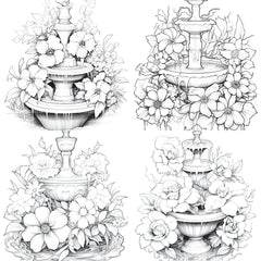 Blooming Fountain Coloring Book - CraftNest - Digital Crafting and Art