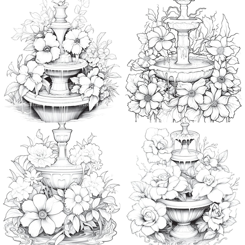 Blooming Fountain Coloring Book - CraftNest - Digital Crafting and Art