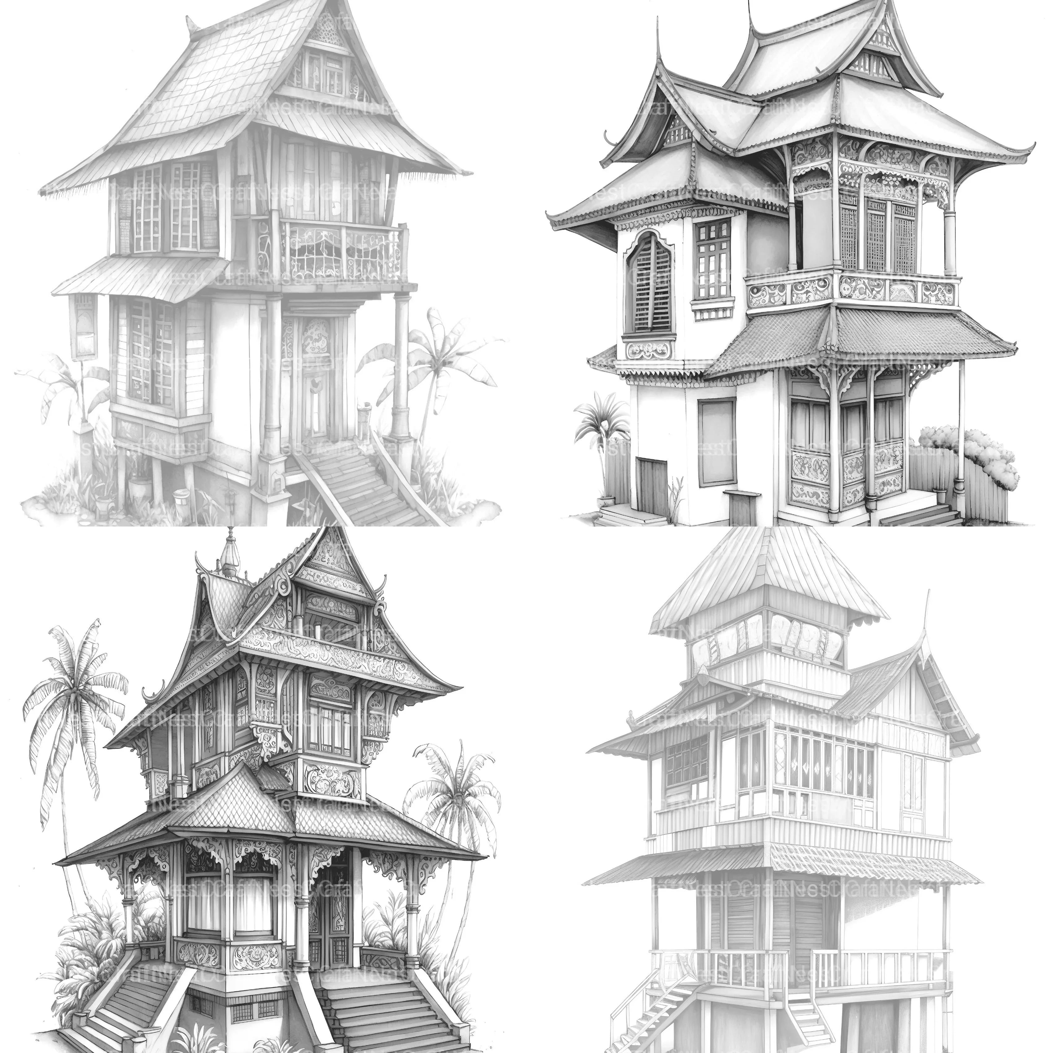 Indonesian Tiny House Coloring Book - CraftNest - Digital Crafting and Art