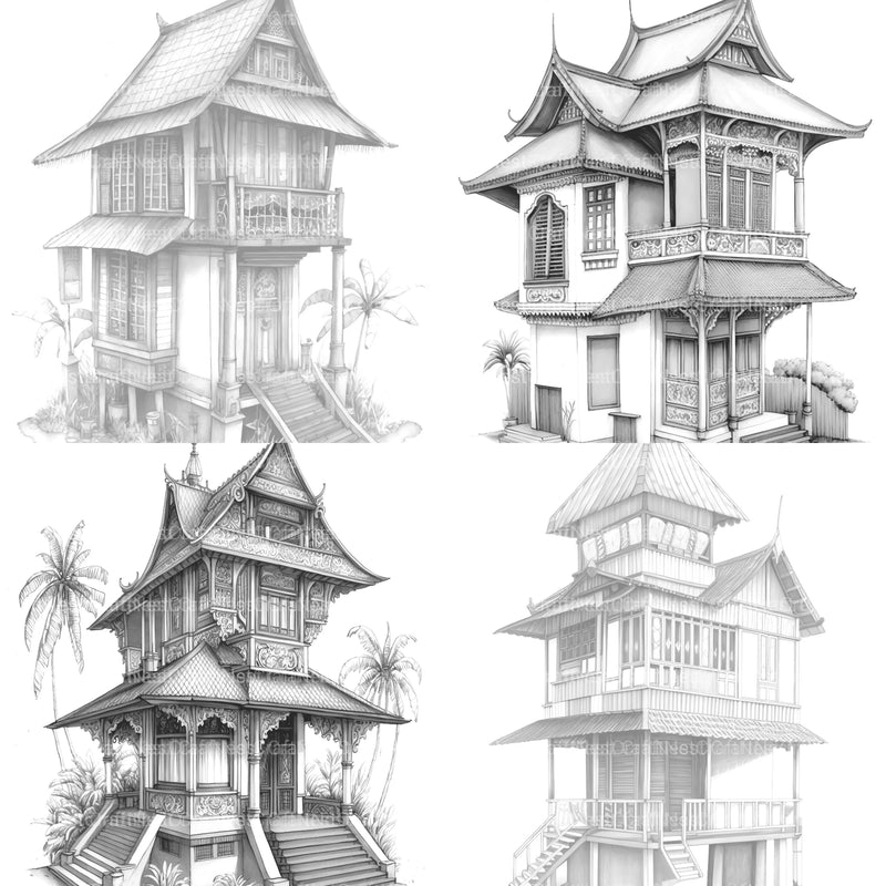 Indonesian Tiny House Coloring Book - CraftNest - Digital Crafting and Art