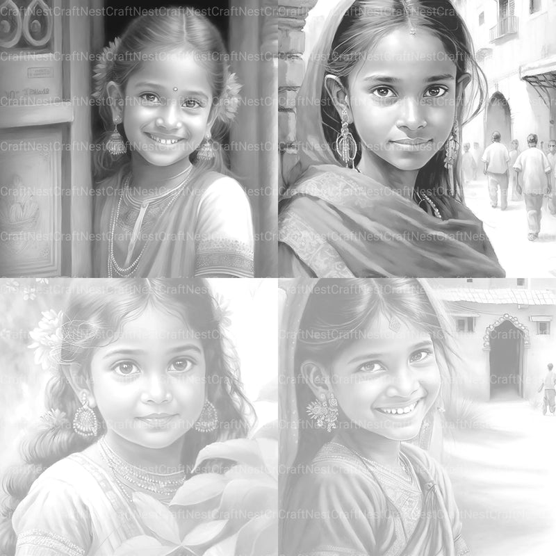 Indian Girl Coloring Book - CraftNest - Digital Crafting and Art
