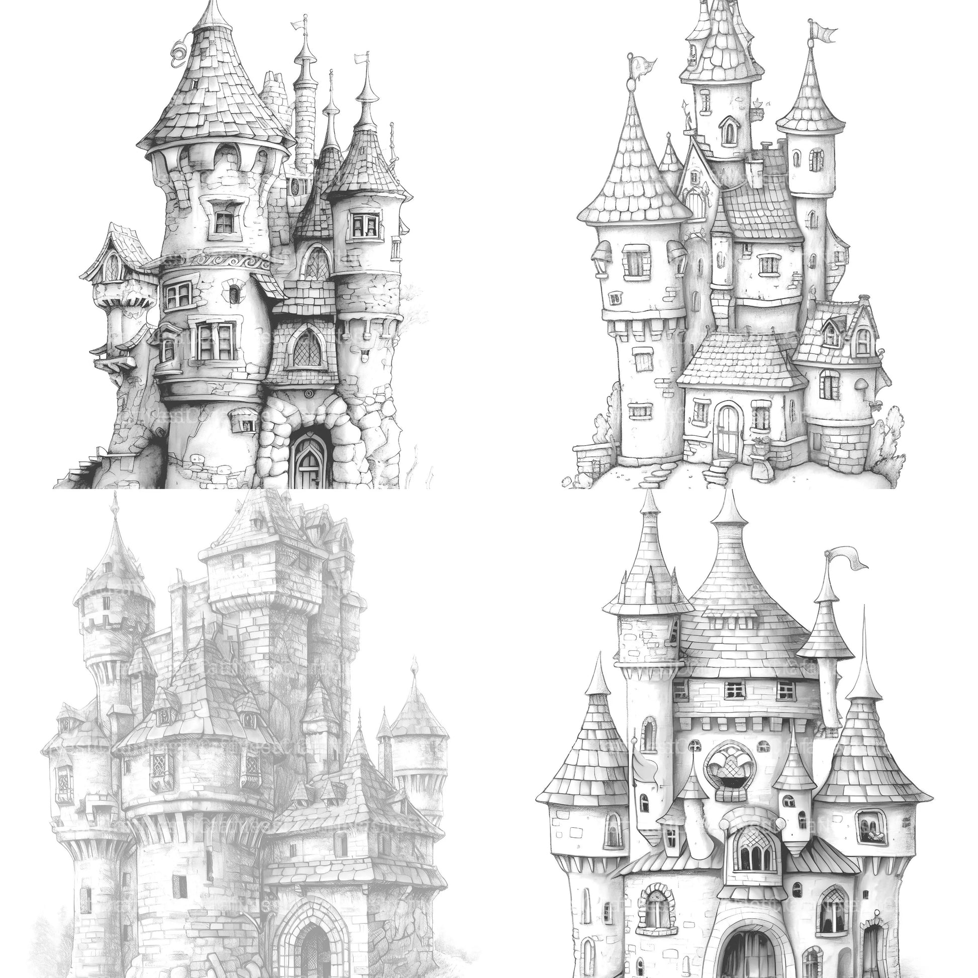 Castle Tiny House Coloring Book 1 - CraftNest - Digital Crafting and Art