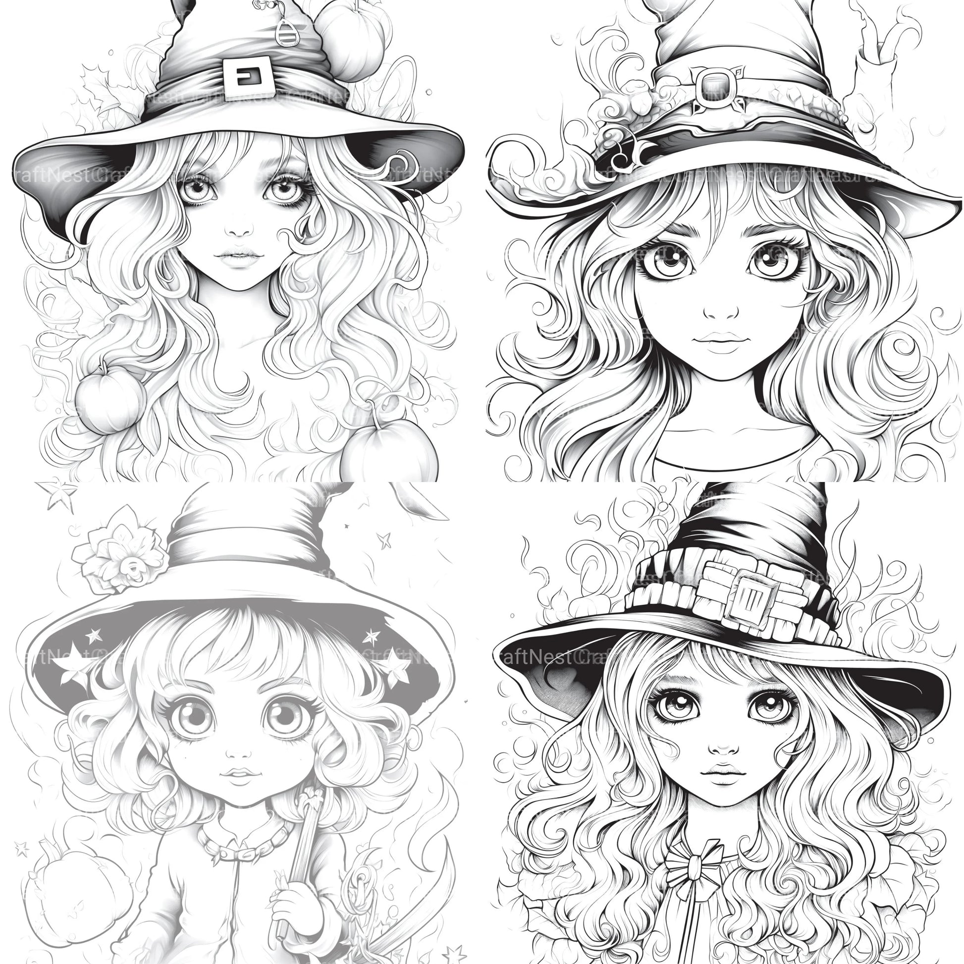 Cute Witch Coloring Book - CraftNest - Digital Crafting and Art