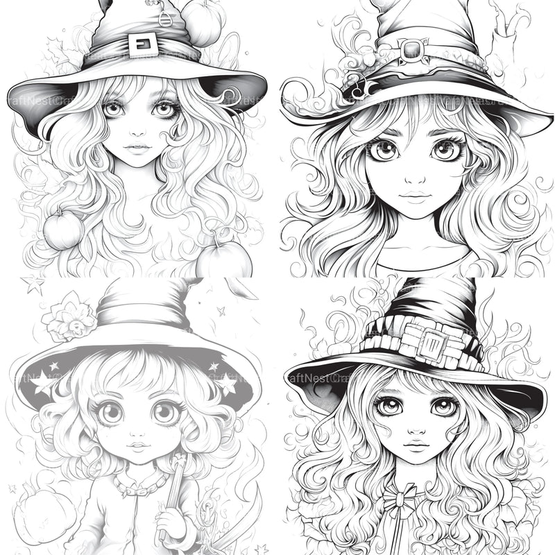 Cute Witch Coloring Book - CraftNest - Digital Crafting and Art
