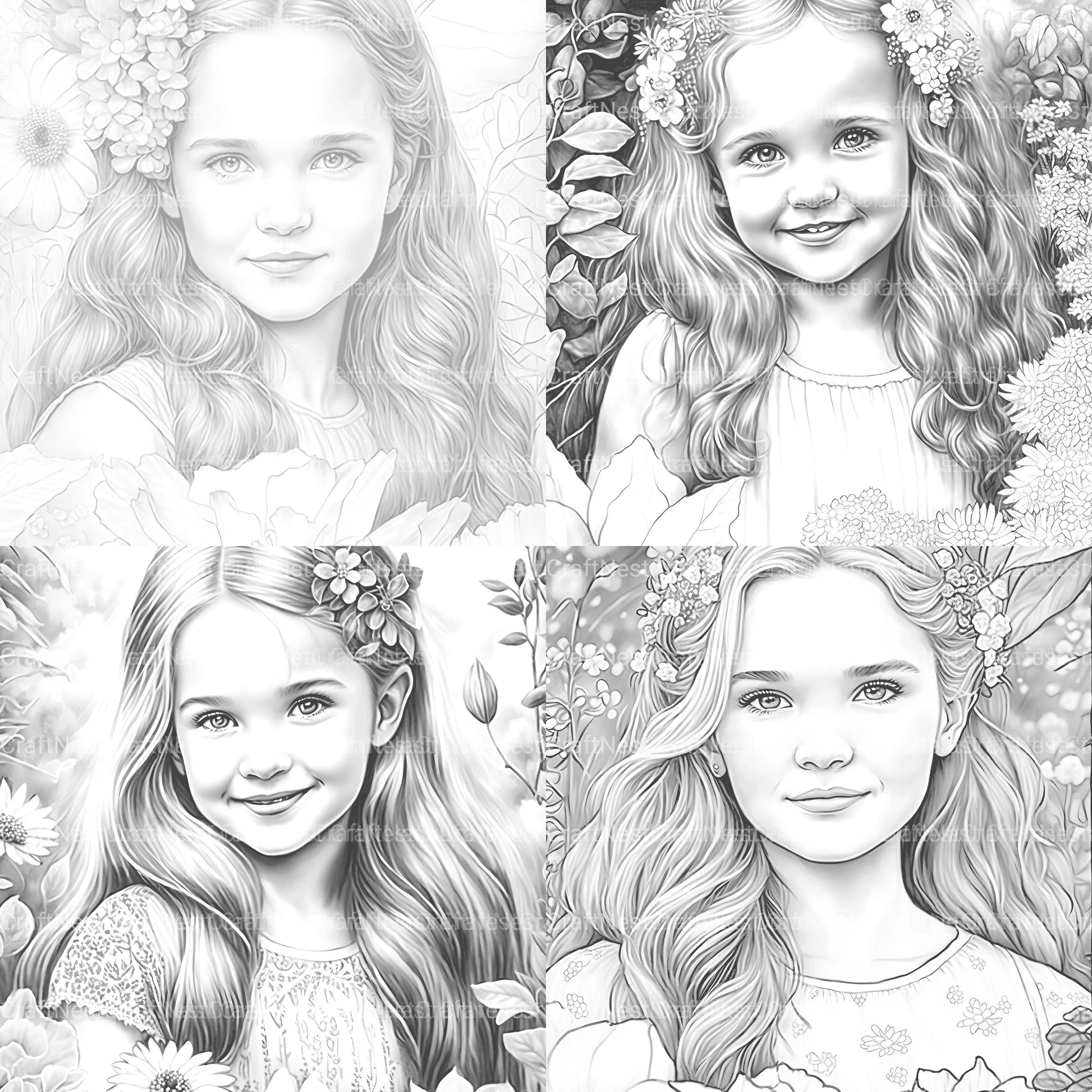Flower Girl Coloring Book - CraftNest - Digital Crafting and Art