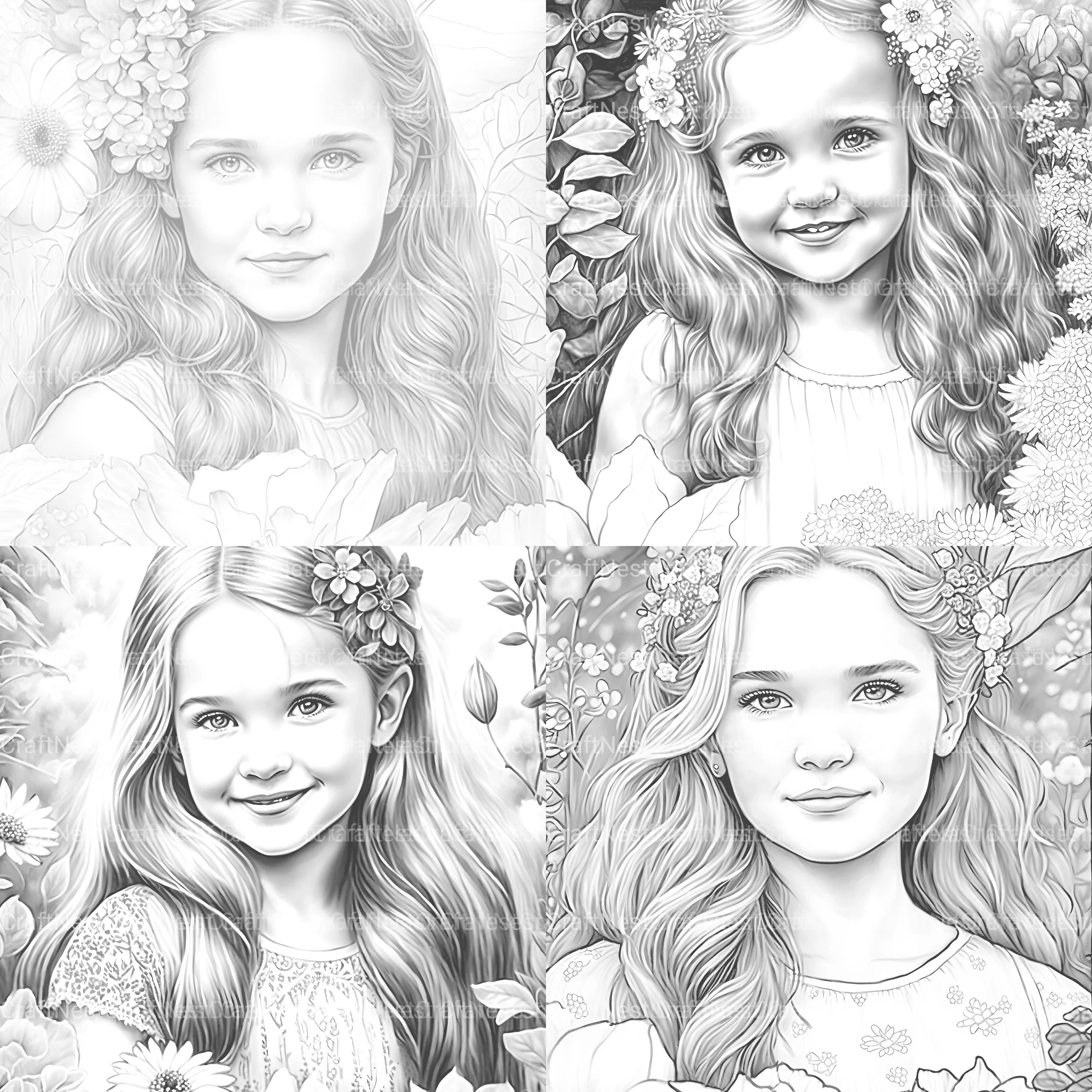 Flower Girl Coloring Book - CraftNest - Digital Crafting and Art