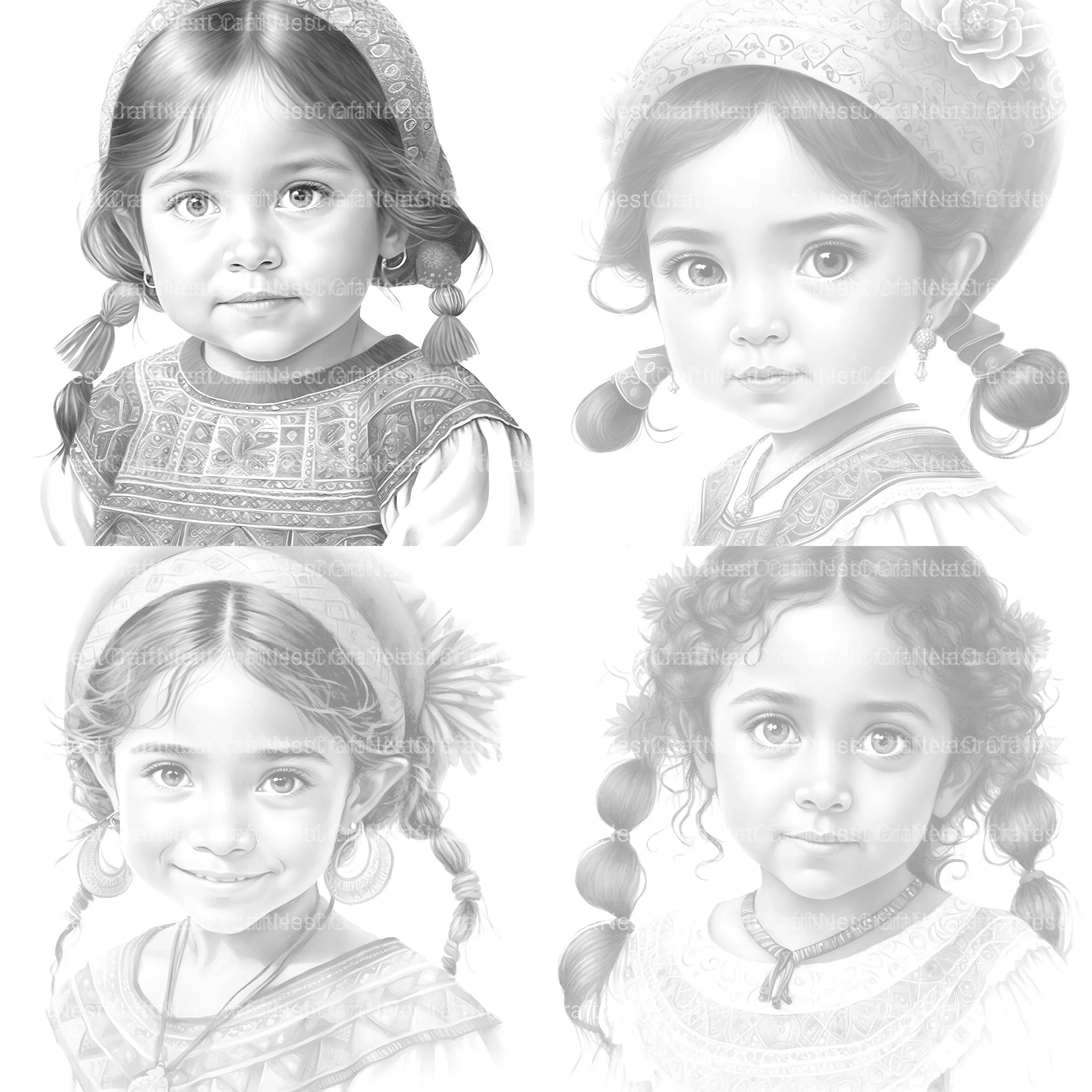 Cute Mexican Girl Coloring Book - CraftNest - Digital Crafting and Art
