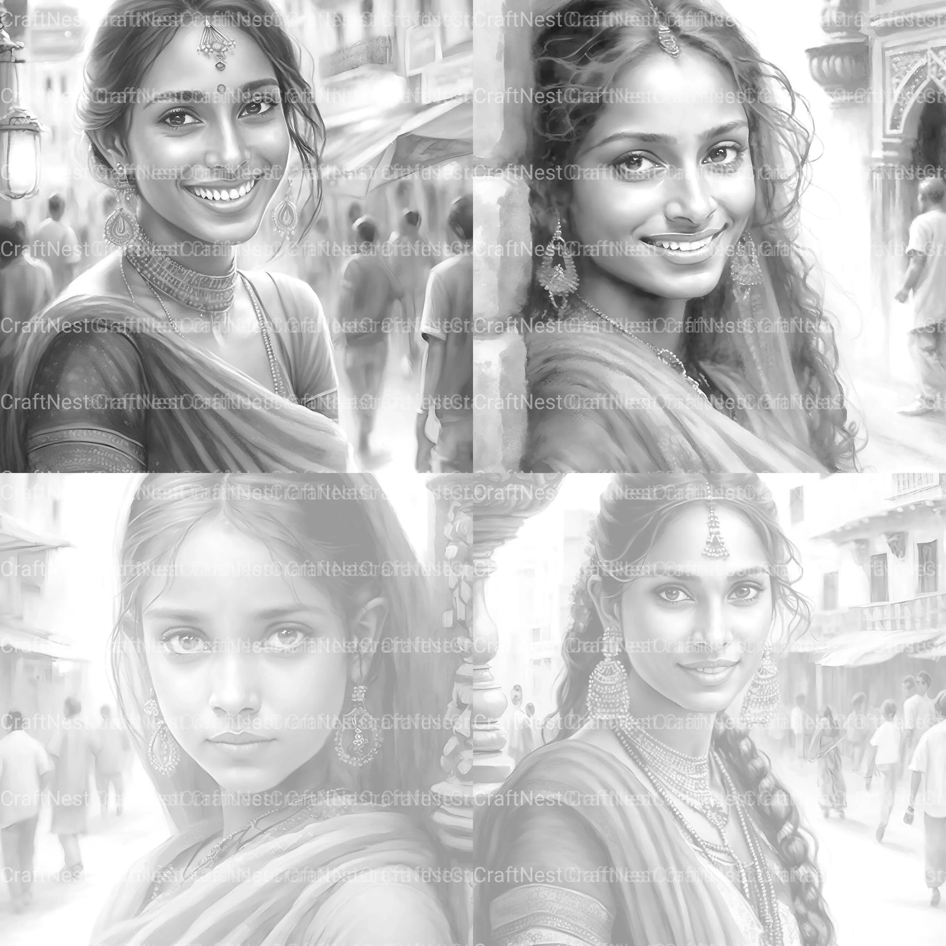 Indian Woman Coloring Book - CraftNest - Digital Crafting and Art