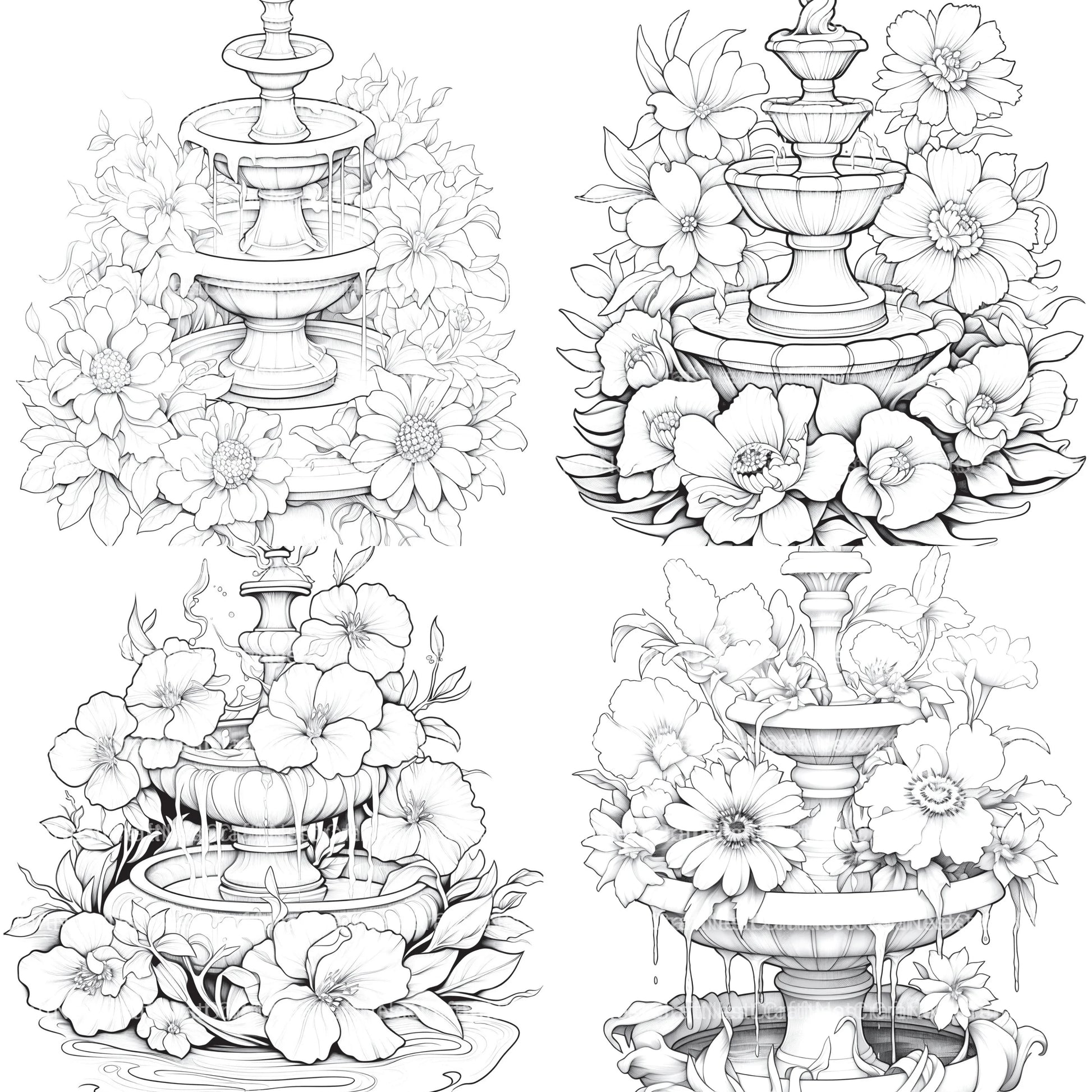 Blooming Fountain Coloring Book - CraftNest - Digital Crafting and Art