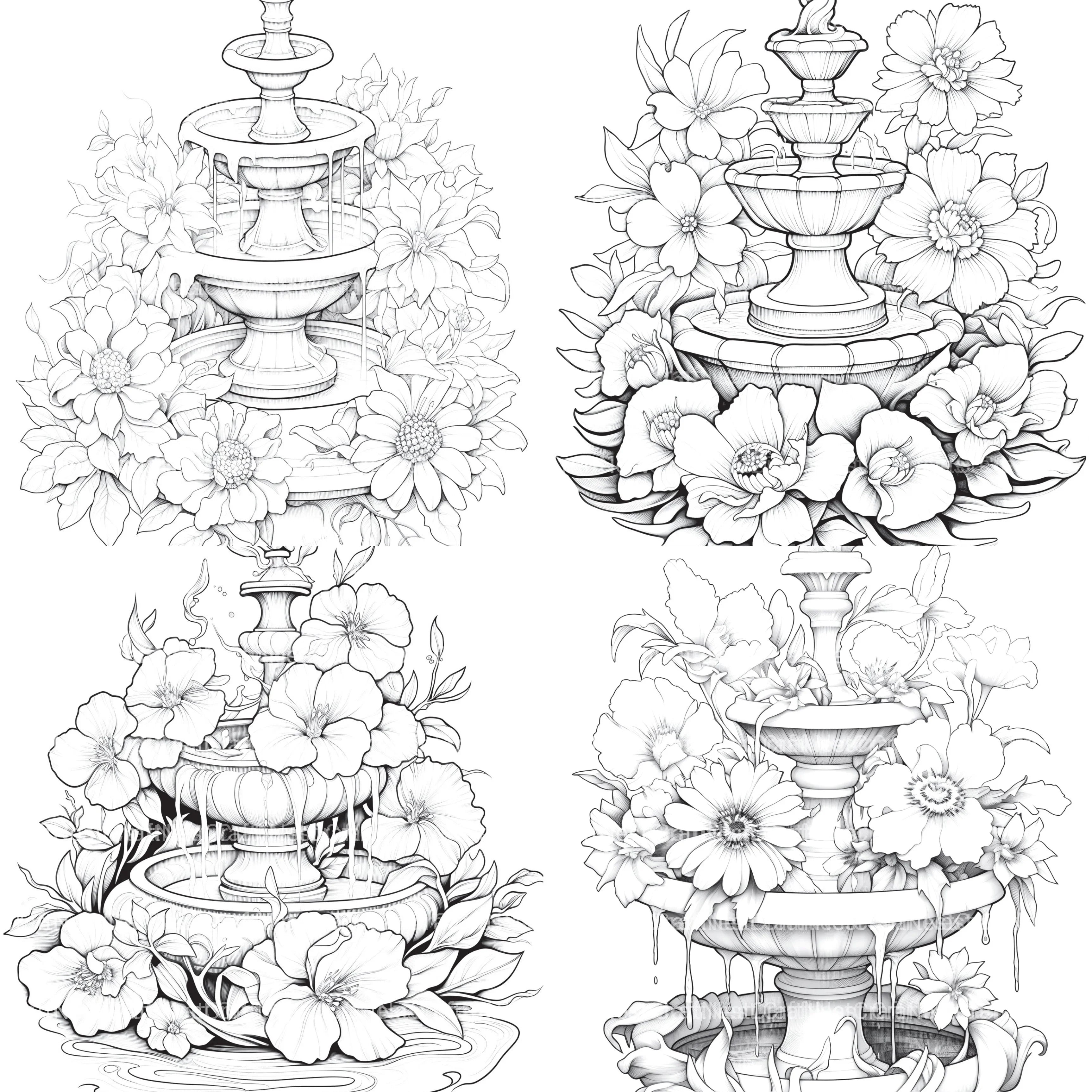 Blooming Fountain Coloring Book - CraftNest - Digital Crafting and Art