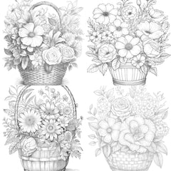 Flower Basket Coloring Book - CraftNest - Digital Crafting and Art