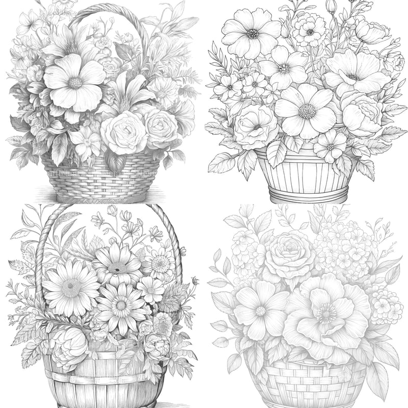 Flower Basket Coloring Book - CraftNest - Digital Crafting and Art