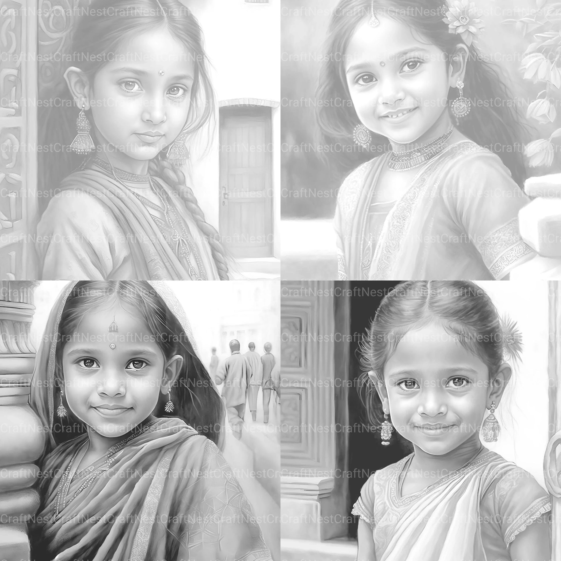 Indian Girl Coloring Book - CraftNest - Digital Crafting and Art