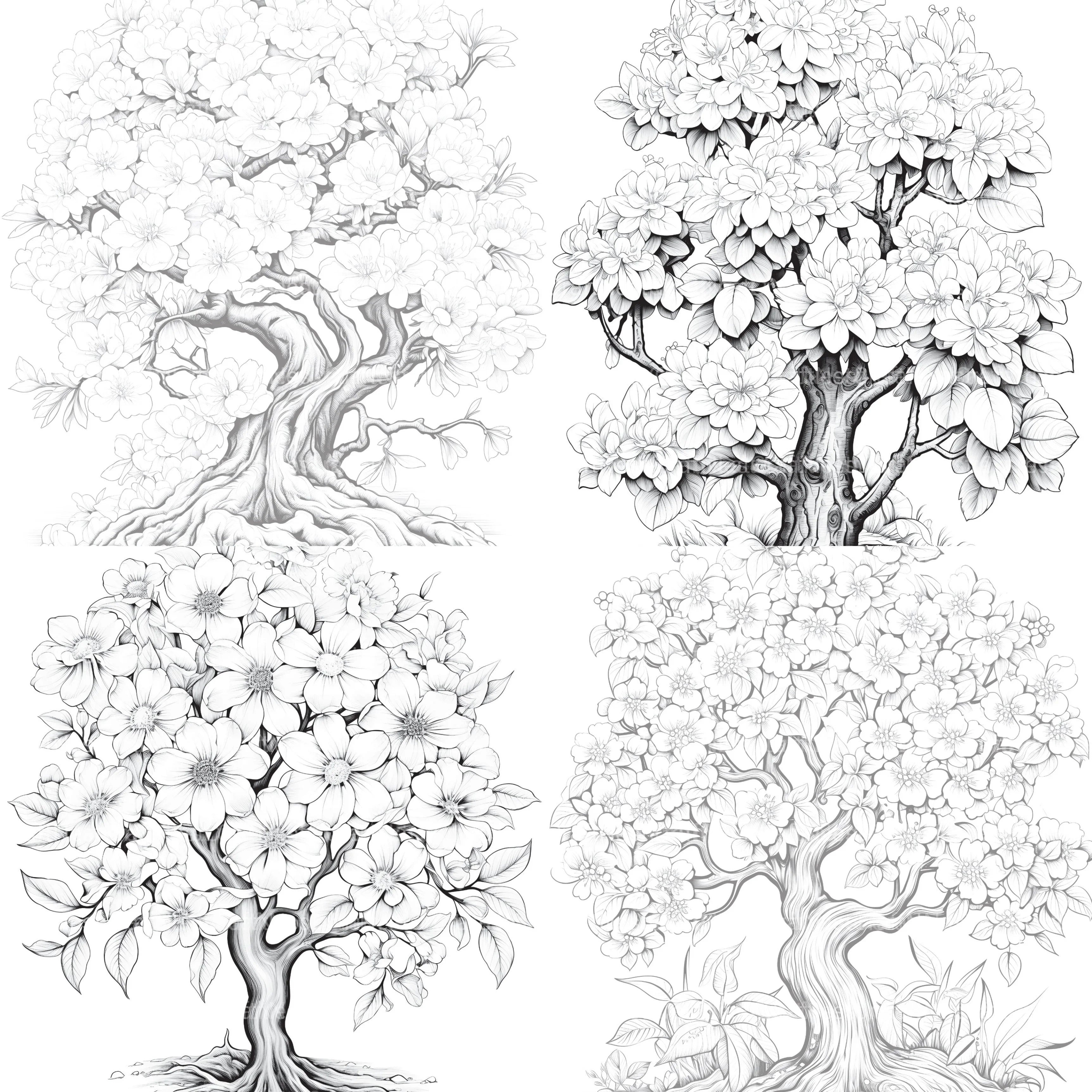 Blooming Tree Coloring Book - CraftNest - Digital Crafting and Art