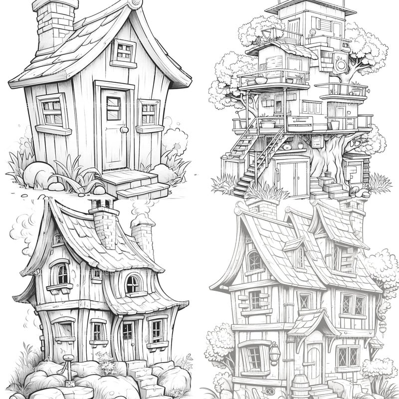 Mixed Tiny House Coloring Book - CraftNest - Digital Crafting and Art