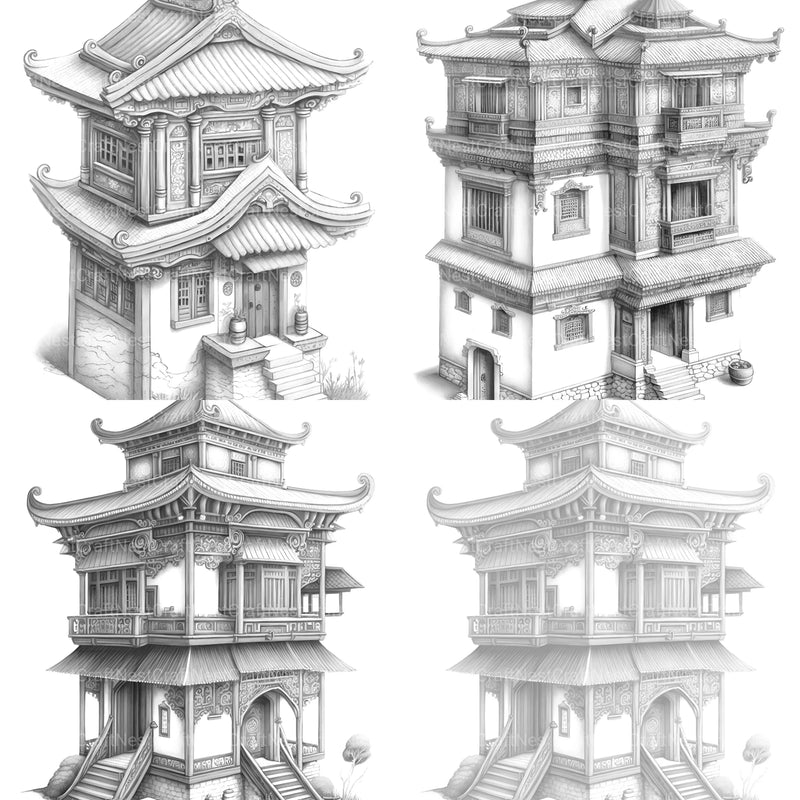 Tibetan Tiny House Coloring Book - CraftNest - Digital Crafting and Art