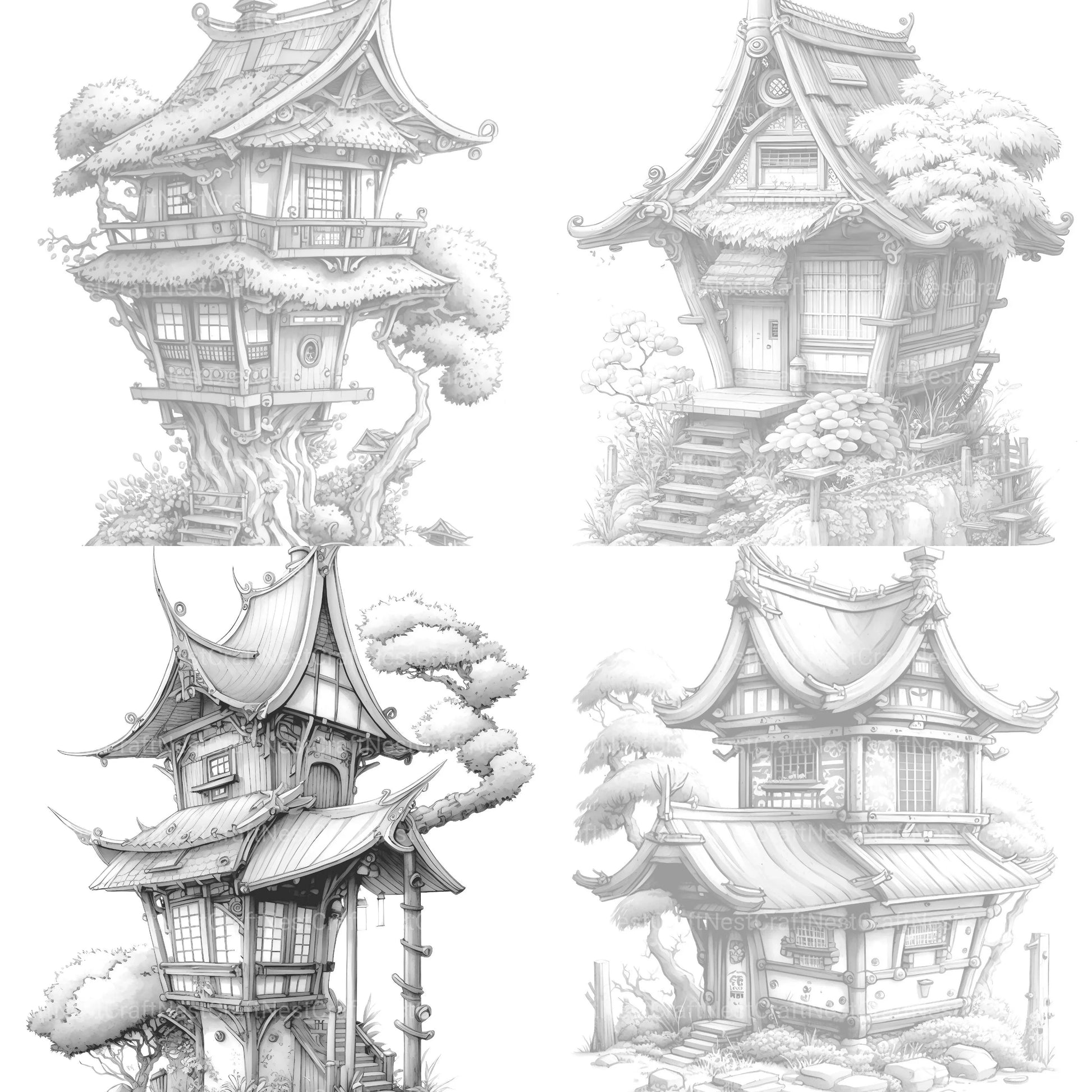 Japanese Tiny House Coloring Book - CraftNest - Digital Crafting and Art