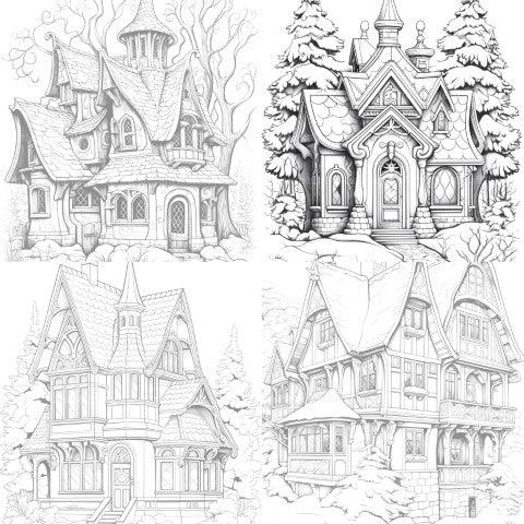 Winter Houses Coloring Book - CraftNest - Digital Crafting and Art