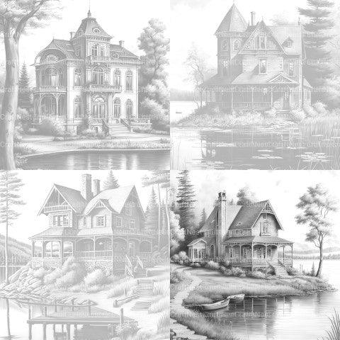 Lake Houses Coloring Book - CraftNest - Digital Crafting and Art