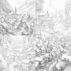Winter Villages Coloring Book - CraftNest - Digital Crafting and Art