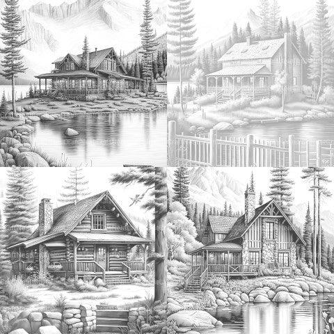 Cabins Coloring Book - CraftNest - Digital Crafting and Art