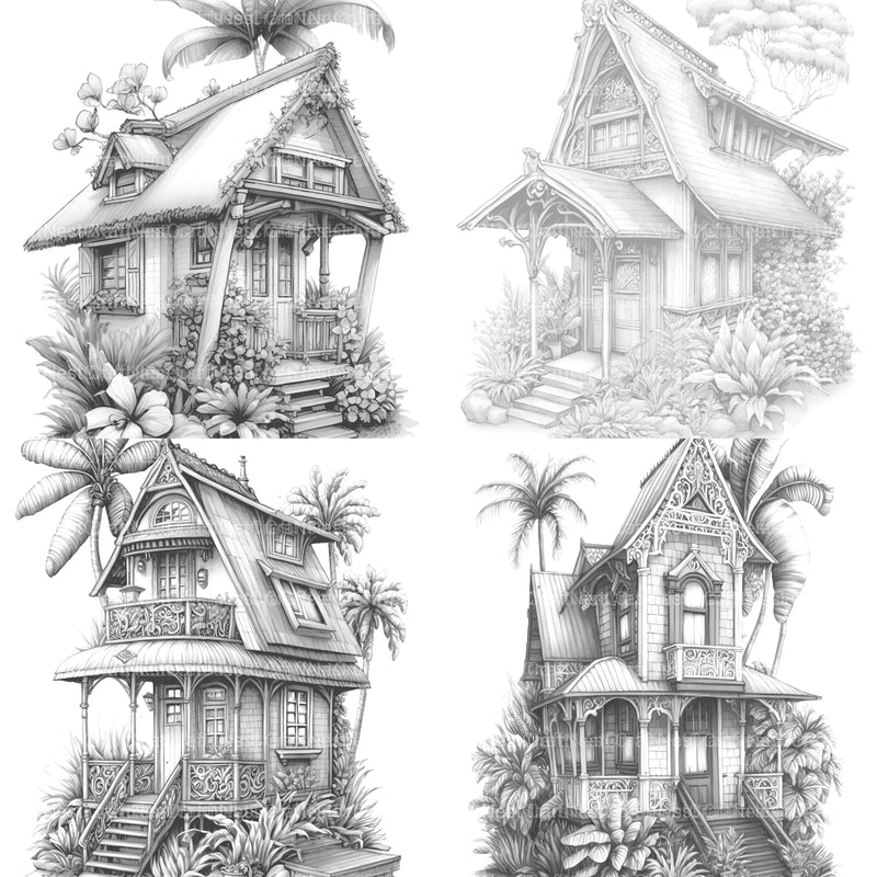 Hawaiian Tiny House Coloring Book - CraftNest - Digital Crafting and Art