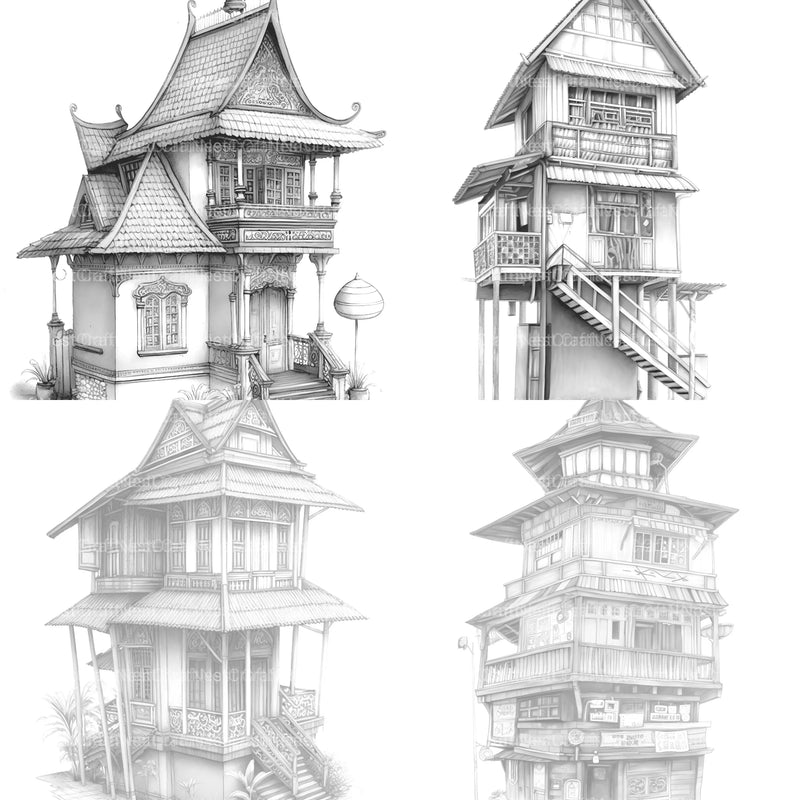 Indonesian Tiny House Coloring Book - CraftNest - Digital Crafting and Art