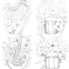 Flower Instrument Coloring Book - CraftNest - Digital Crafting and Art