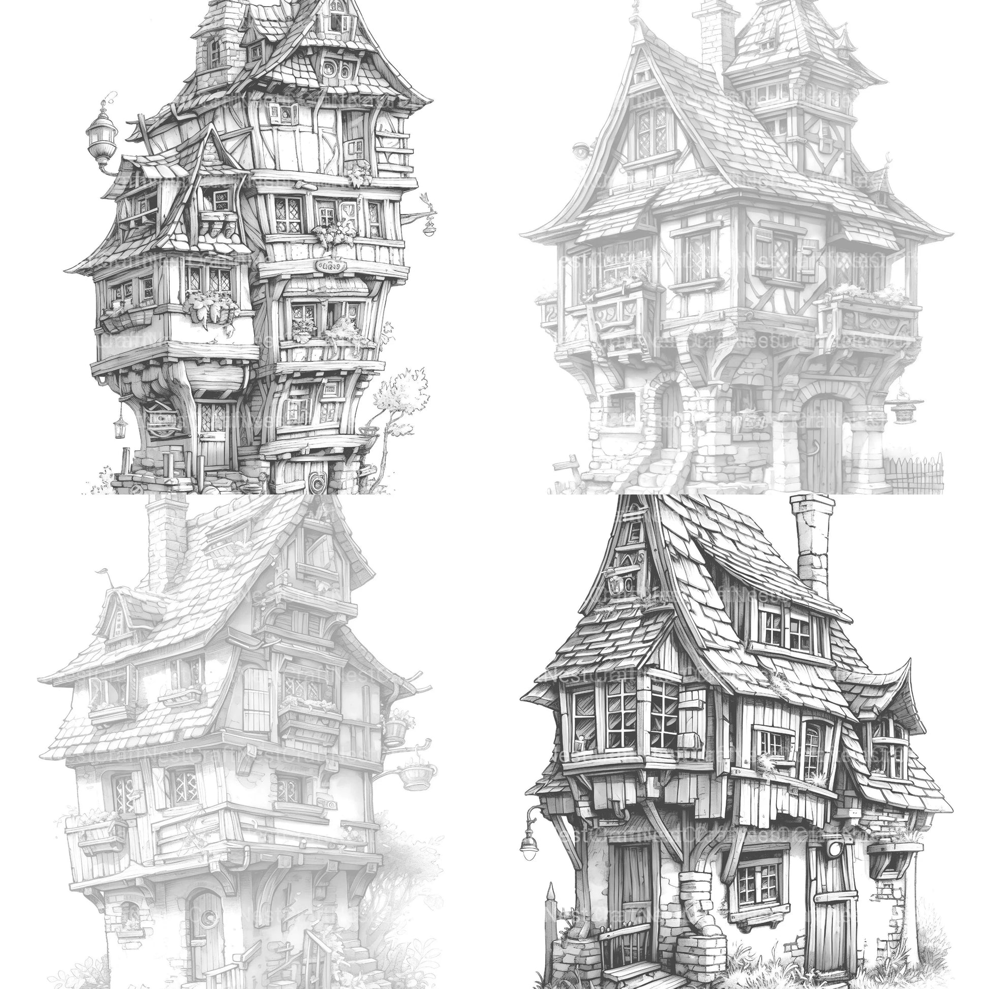 Medieval Tiny House Coloring Book - CraftNest - Digital Crafting and Art