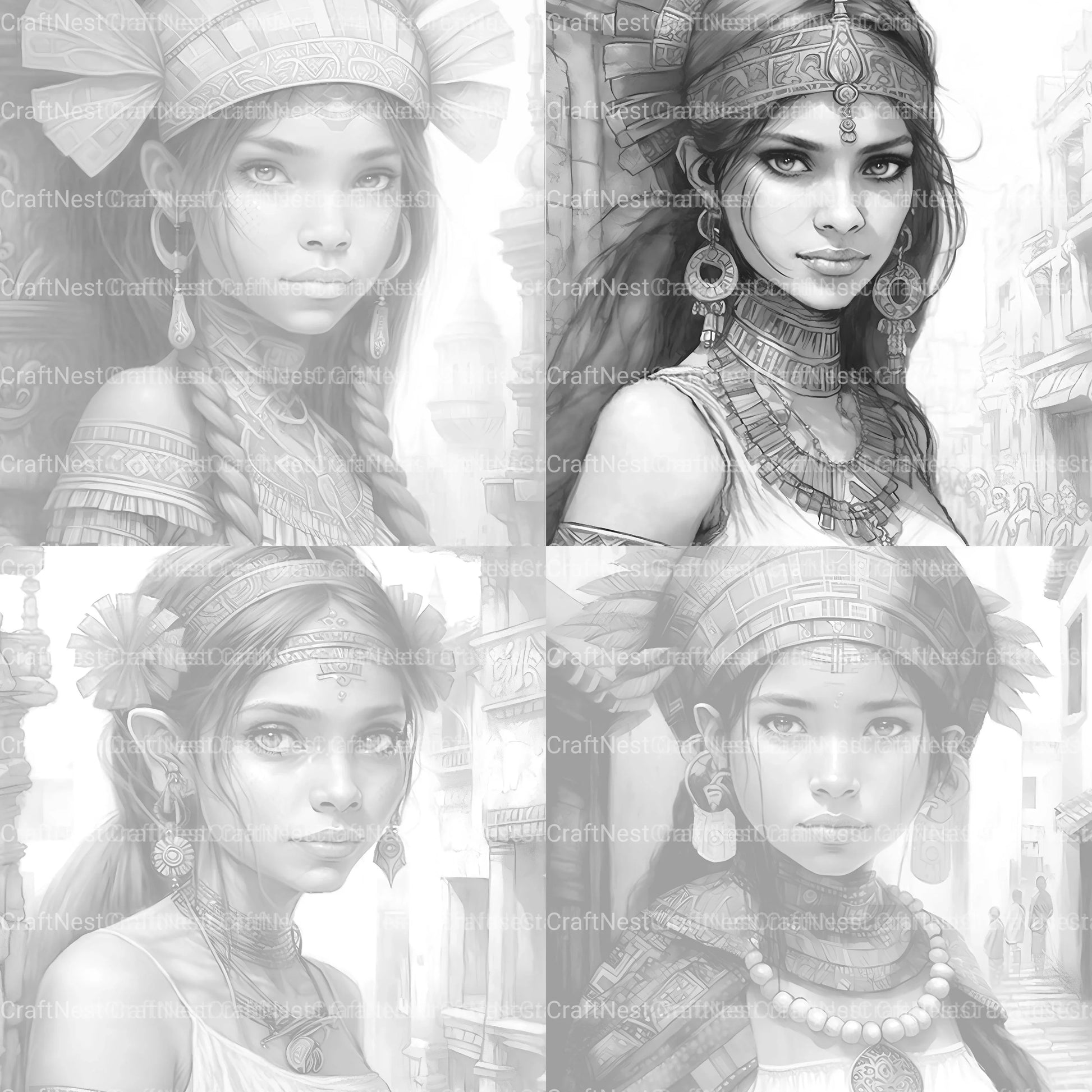 Aztec Woman Coloring Book - CraftNest - Digital Crafting and Art