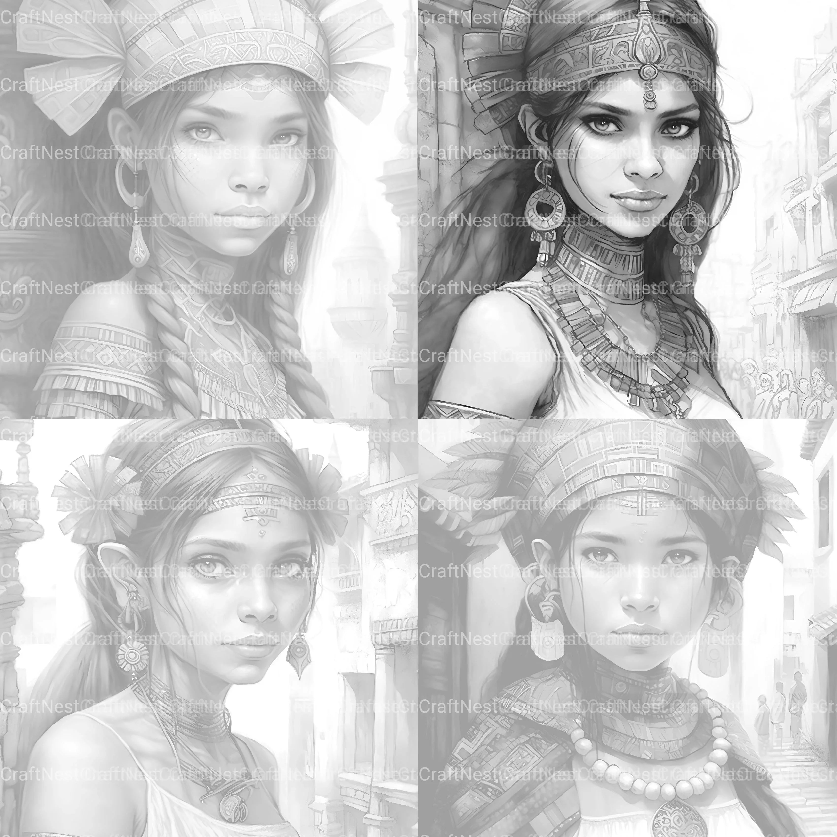 Aztec Woman Coloring Book - CraftNest - Digital Crafting and Art