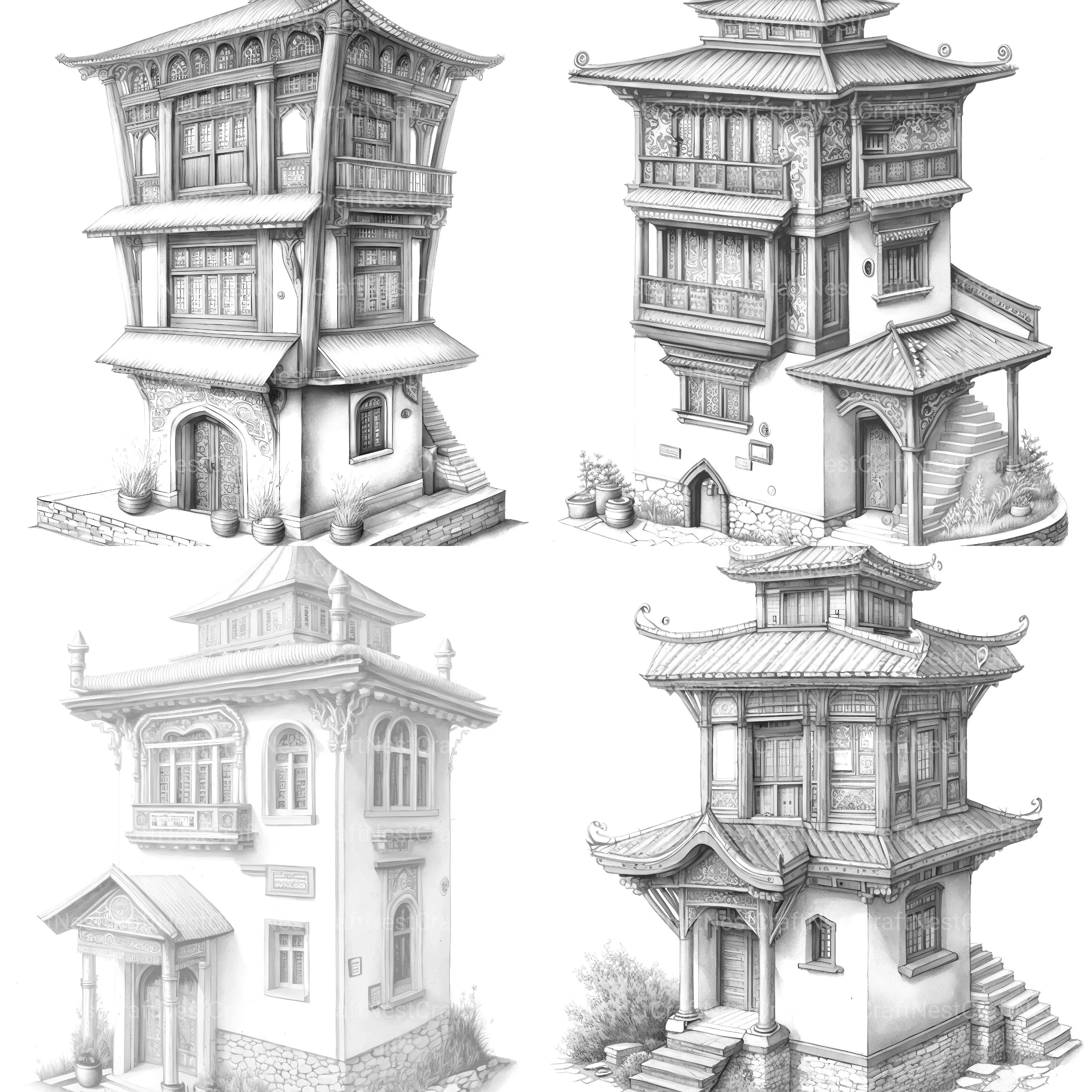 Tibetan Tiny House Coloring Book - CraftNest - Digital Crafting and Art