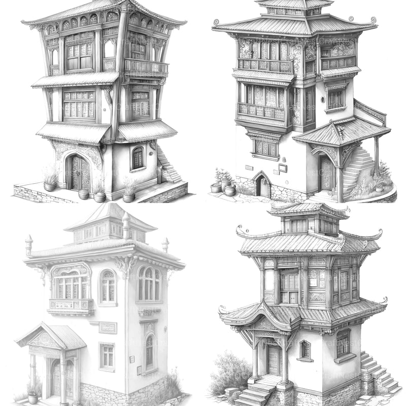 Tibetan Tiny House Coloring Book - CraftNest - Digital Crafting and Art
