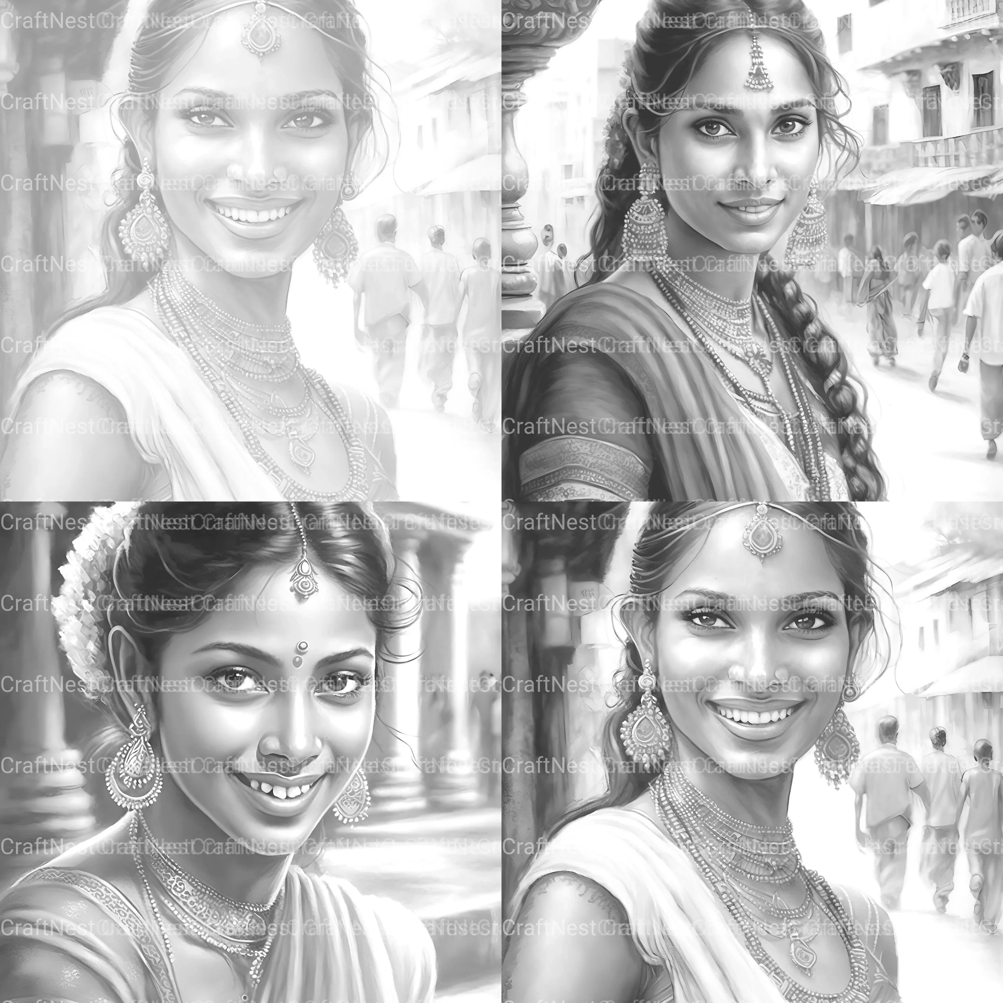 Indian Woman Coloring Book - CraftNest - Digital Crafting and Art