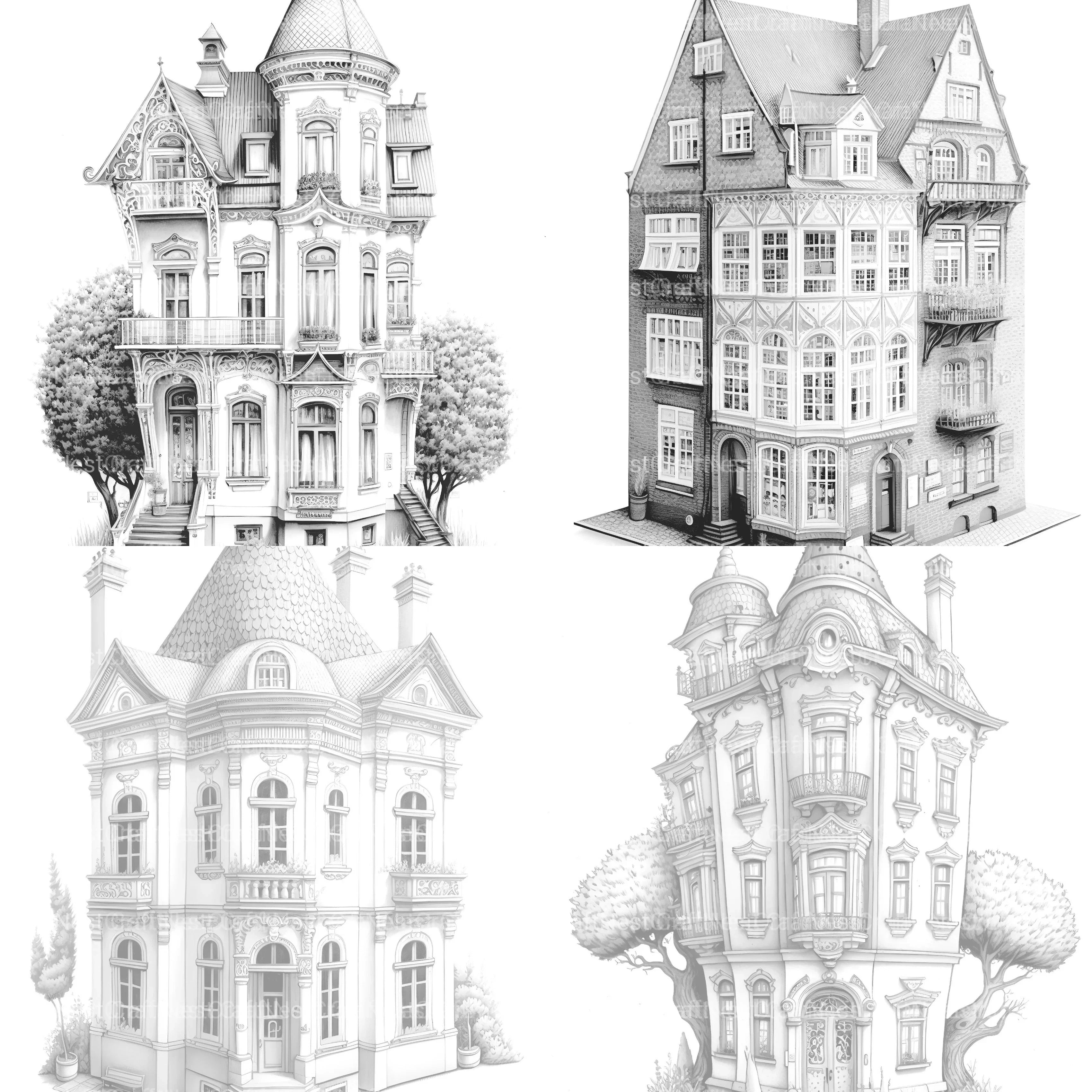 German Tiny House Coloring Book - CraftNest - Digital Crafting and Art